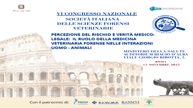 VI Congresso della Società Italiana di Scienze Forensi Veterinarie (SISFV): a Roma il confronto sulla Medicina Veterinaria Forense – Roma 15 novembre 2025 VI Congresso della Società Italiana di Scienze Forensi Veterinarie (SISFV): a Roma il confronto sulla Medicina Veterinaria Forense – Roma 15 novembre 2025